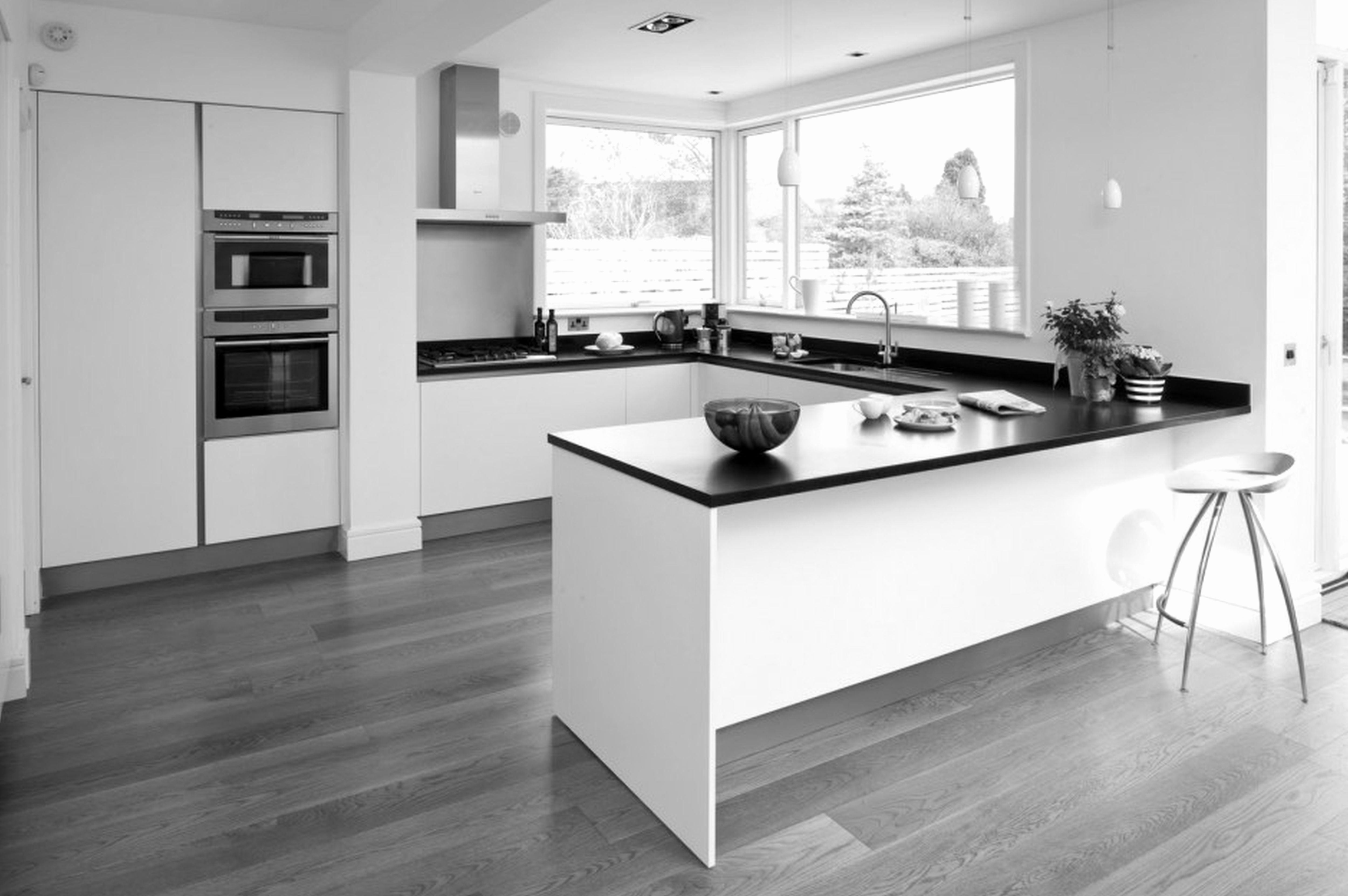 Grey Hardwood Floors Living Room And Kitchen