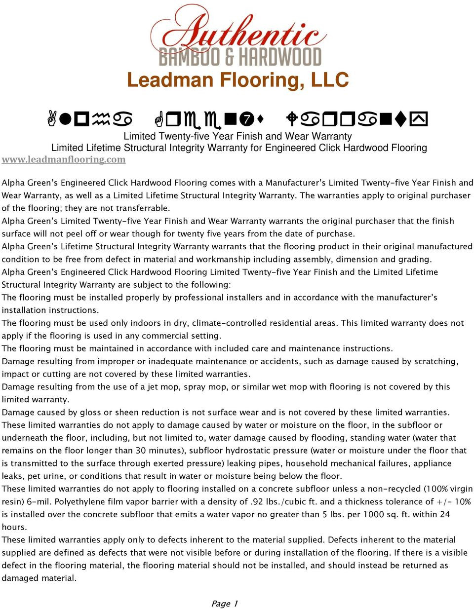 17 attractive Hardwood Flooring Installation Checklist 2024 free download hardwood flooring installation checklist of leadman flooring llc pdf intended for the warranties apply to original purchaser of the flooring they are not transferrable