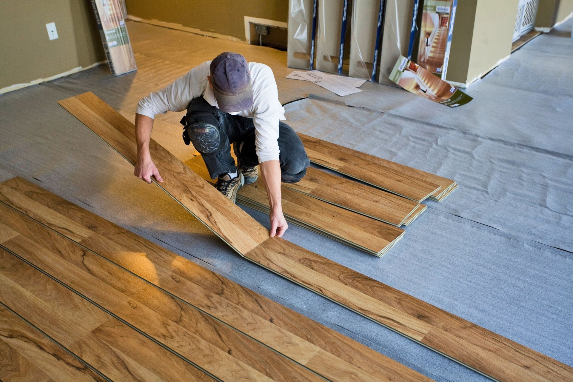 laying wood flooring